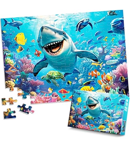 Amazon.com: Peaceable Kingdom Shiny Shark Floor Puzzle – 53